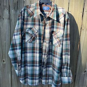 Pendleton Men's Plaid Casual Button Down Shirt - Green, Brown, Blue